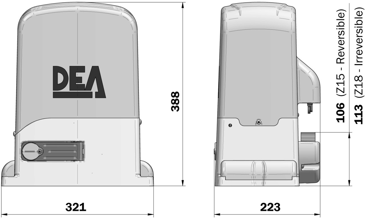 Электропривод DEA REV 220 для откатных ворот весом до 1400кг - фото 2 - id-p145719712