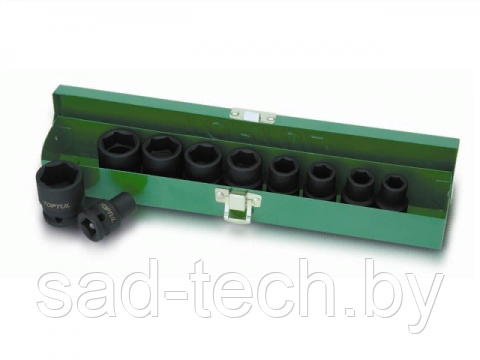 Набор головок ударн. 1/2" 10-24мм 6гр. 10шт. TOPTUL (GDAD1001)