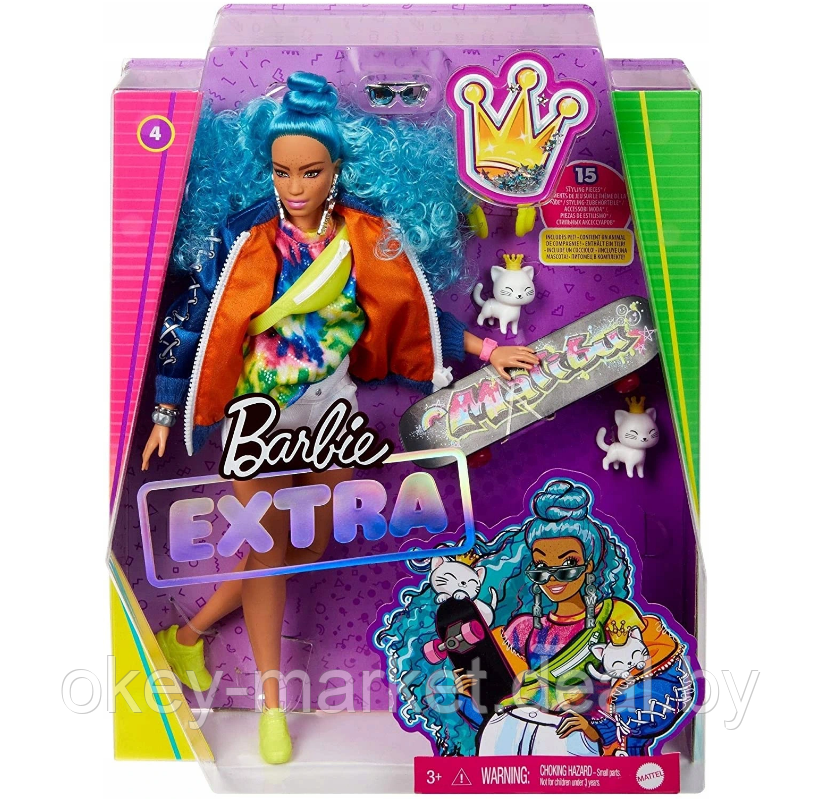 Кукла Barbie Экстра со скейтбордом GRN30 - фото 1 - id-p145889590