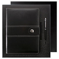 Набор подарочный ежедневник на кольцах А5 + ручка "Darvish" (черн.,корич.,синий) Черный