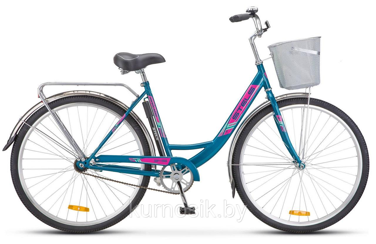 Велосипед женский Stels Navigator 345 28" с корзиной Z010 синий - фото 2 - id-p145923402