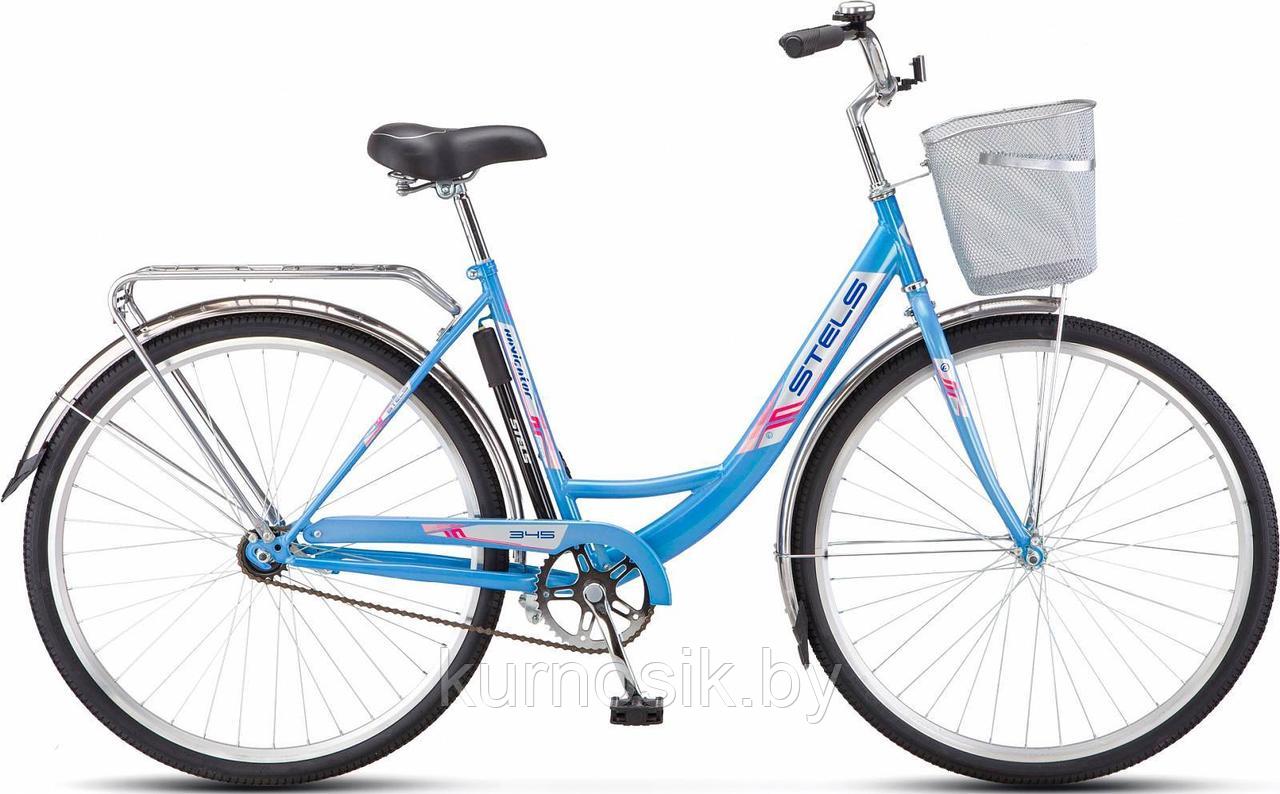 Велосипед женский Stels Navigator 345 28" с корзиной Z010 синий - фото 4 - id-p145923402