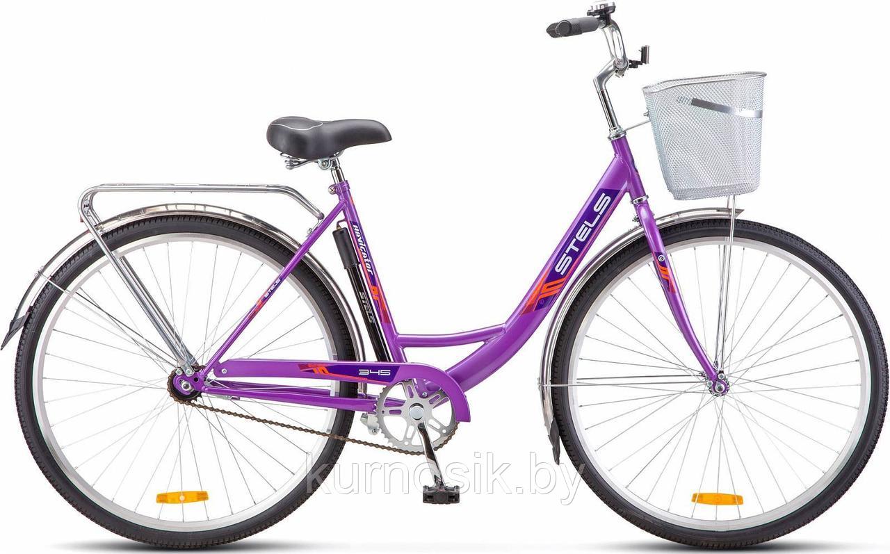 Велосипед женский Stels Navigator 345 28" с корзиной Z010 синий - фото 6 - id-p145923402