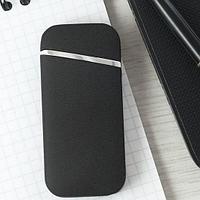 Импульсная зажигалка Lighter двойная индикатор сбоку Черная фактурная