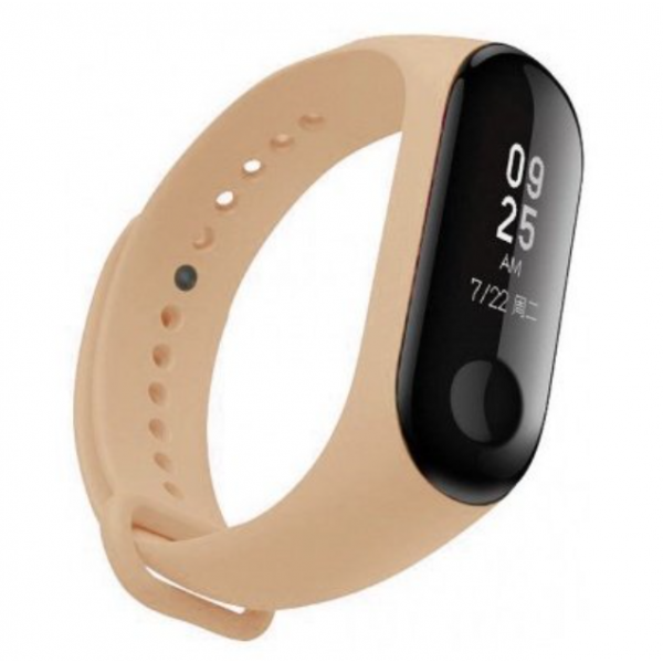 Ремешок силиконовый для Xiaomi Mi Band 3 / 4 (бежевый) - фото 1 - id-p146002300