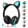 Беспроводные детские наушники с ушками котика (Bluetooth, MP3, FM, AUX, Mic, LED) фиолетовые, фото 5