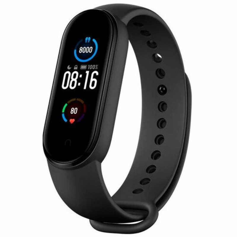 Ремешок силиконовый для Xiaomi Mi Band 5 (черный)