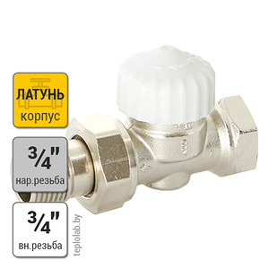 Вентиль термостатический с разъемным соединением Uni-Fitt 3/4" ВР/НР