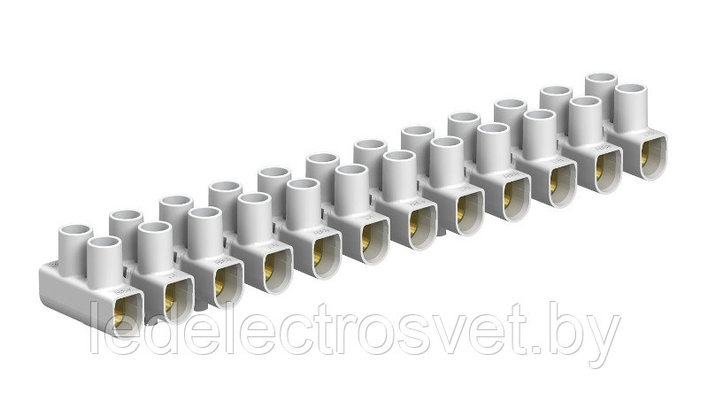 Клеммник разрезаемый 74 CE WS, 12шт., 6мм², 41A, 450V, латунь в белом полипропилене - фото 1 - id-p146013266