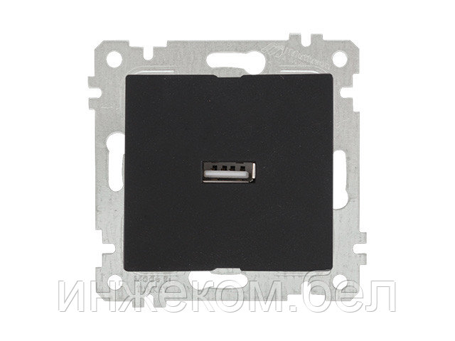 Розетка 1-ая USB (скрытая, без рамки) черная, RITA, MUTLUSAN (USB-зарядка, 5V-2.1A) - фото 1 - id-p146036334