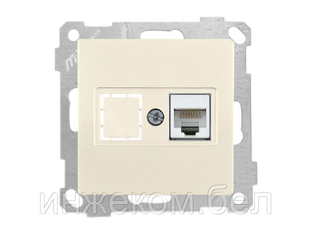 Розетка компьютерная 1xRJ45 (Cat5e, скрытая, без рамки) кремовая, DARIA, MUTLUSAN ((RJ 45) 8-pin, соединения - фото 1 - id-p146037291