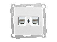 Розетка компьютерная 2xRJ45 (Cat5e, скрытая, без рамки) белая, DARIA, MUTLUSAN ((2xRJ 45) 8-pin, соединения