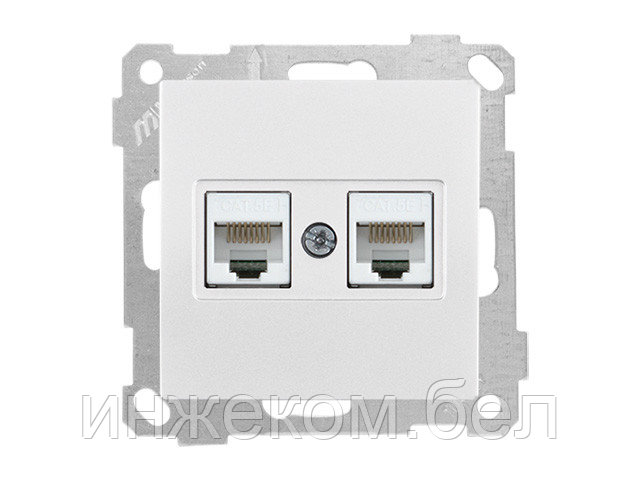 Розетка компьютерная 2xRJ45 (Cat5e, скрытая, без рамки) белая, DARIA, MUTLUSAN ((2xRJ 45) 8-pin, соединения - фото 1 - id-p146037295