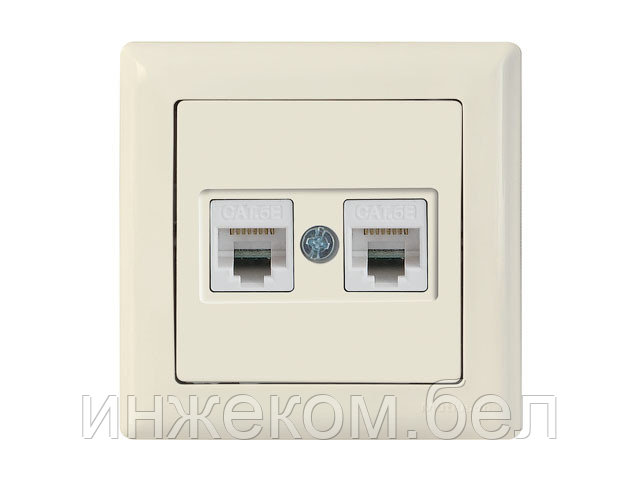 Розетка компьютерная 2xRJ45 (Cat6, скрытая) кремовая, DARIA, MUTLUSAN ((2xRJ 45) 8-pin, соединения типа 568A - фото 1 - id-p146037444