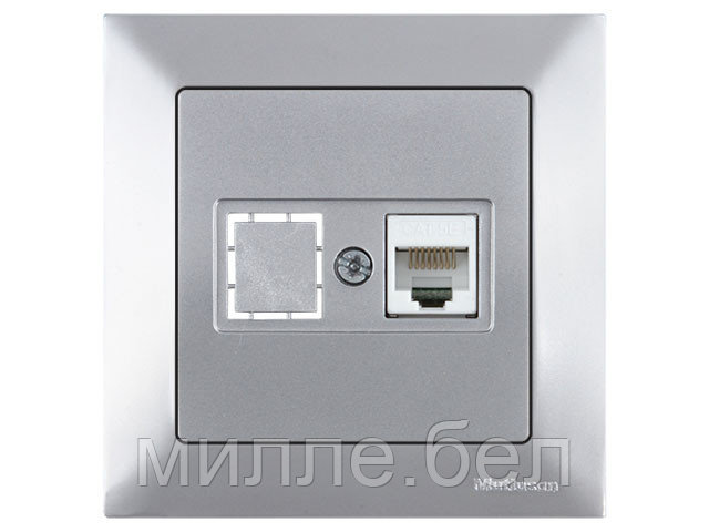 Розетка компьютерная 1xRJ45 (Cat5e, скрытая) серебро, DARIA, MUTLUSAN ((RJ 45) 8-pin, соединения типа 568A - фото 1 - id-p142530903