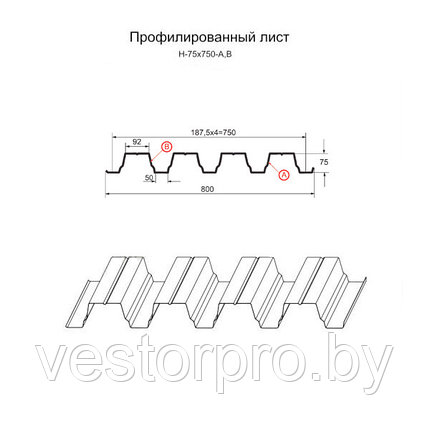 Профнастил H75 0.7мм полиэстер односторонний глянец, фото 2