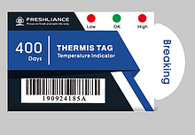 Термоиндикатор(логгер) +2 +8C Thermis Tag(Термис Таг) , одноразовый, моментальная индикация, 2 порога