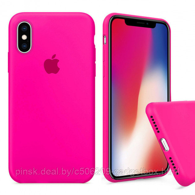 Чехол Silicone Case для Apple iPhone X Max / iPhone XS Max, #47 Barbie pink (Розовый неон) - фото 1 - id-p146124365