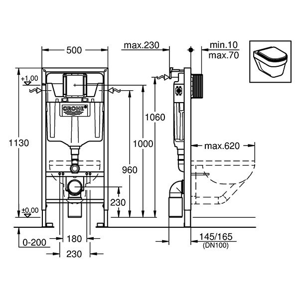 ИНСТАЛЛЯЦИЯ ДЛЯ УНИТАЗА GROHE RAPID SL 38721001 (38721) С КНОПКОЙ - фото 2 - id-p146137142