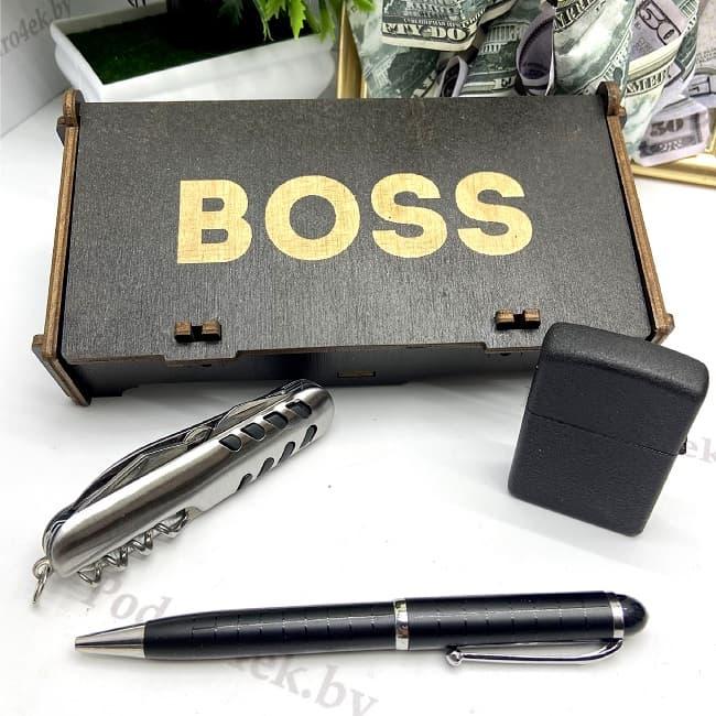 Подарочный набор «BOSS» зажигалка, ручка, мультитул - фото 1 - id-p146162240