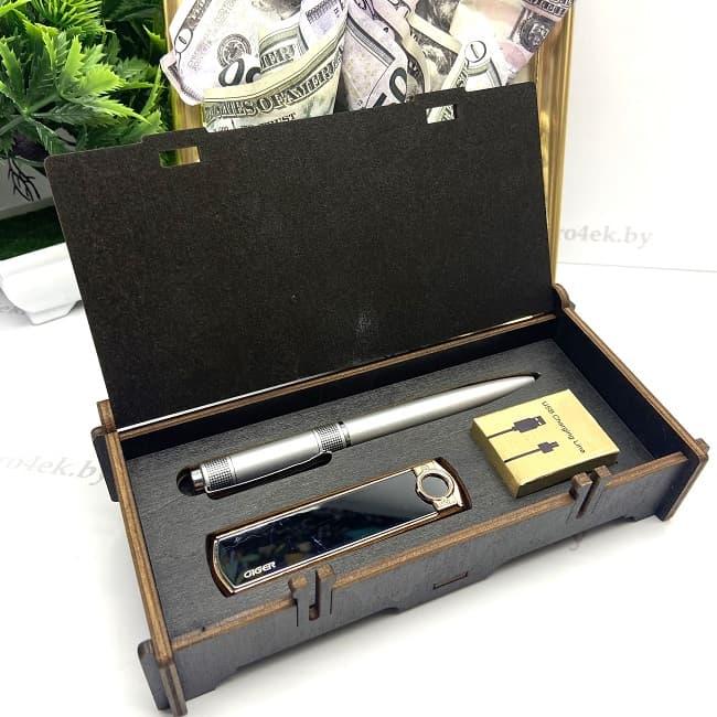 Подарочный набор «BOSS» USB зажигалка+ ручка - фото 2 - id-p146162242