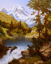 Рисование по номерам "Водопад скалистой реки" картина