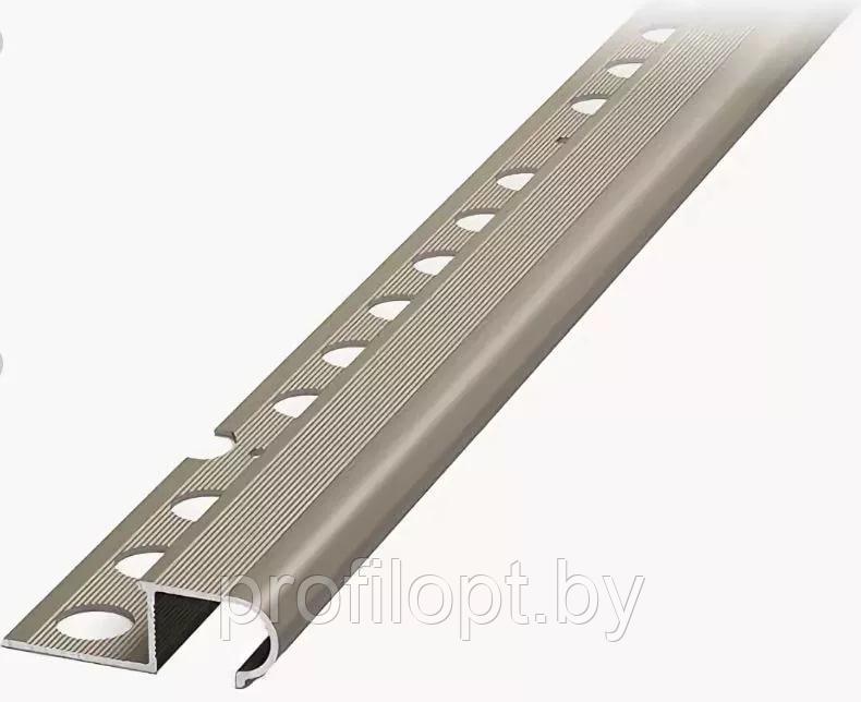 Z профиль для плитки на ступени (овал), алюминиевый 10 мм,  серебро матовый 270 см