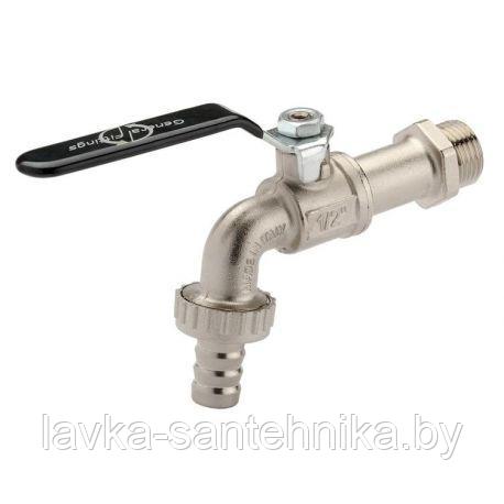 Кран водоразборный настенный со штуцером 1/2" никелир. General Fittings