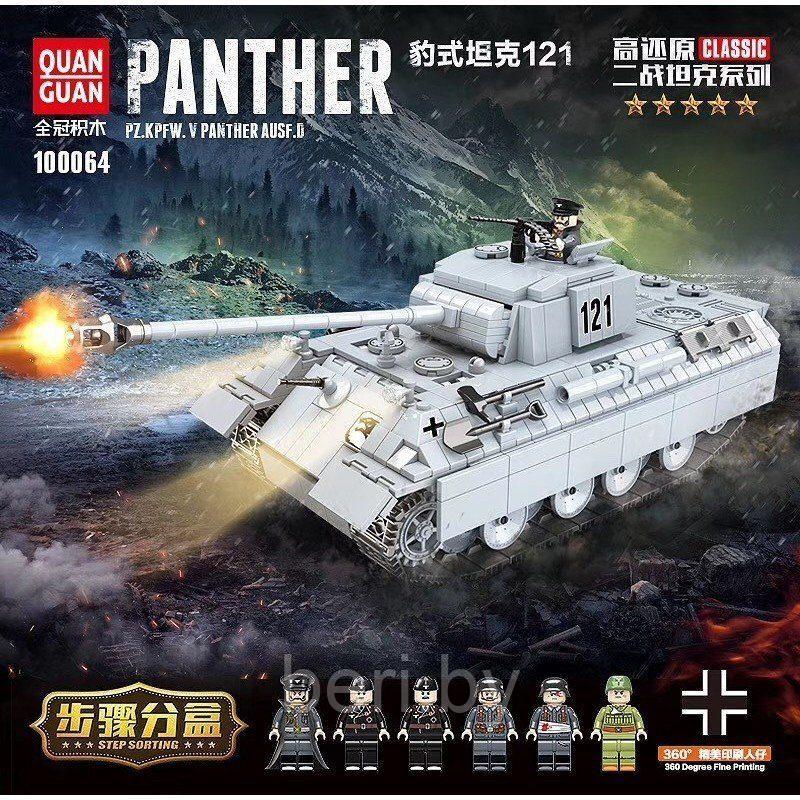 100064 Конструктор Quanguan Танк "Пантера" «Panther», 990 деталей, аналог LEGO (Лего) - фото 6 - id-p146204205