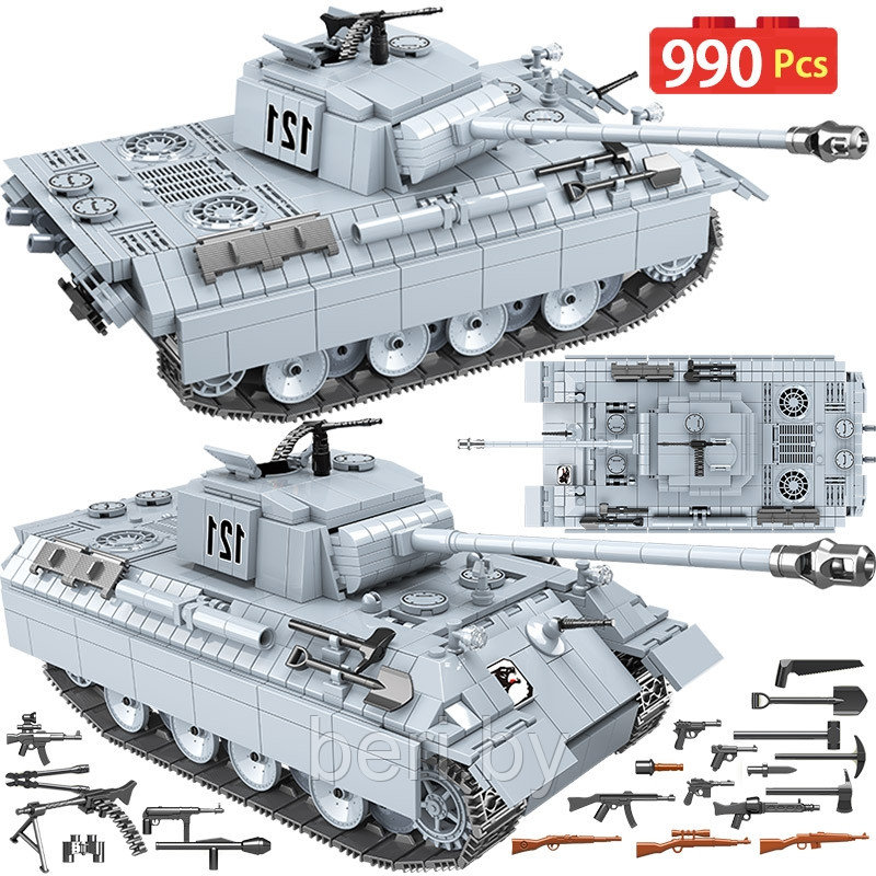 100064 Конструктор Quanguan Танк "Пантера" «Panther», 990 деталей, аналог LEGO (Лего) - фото 4 - id-p146204205