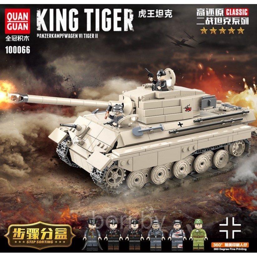 100066 Конструктор Quanguan Немецкий тяжелый танк Королевский Тигр (King Tiger), 978 деталей, аналог LEGO - фото 1 - id-p146206334