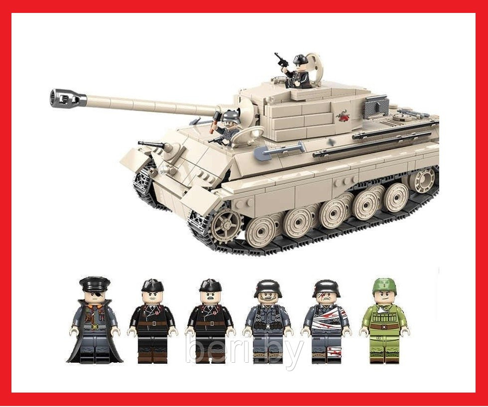 100066 Конструктор Quanguan Немецкий тяжелый танк Королевский Тигр (King Tiger), 978 деталей, аналог LEGO - фото 2 - id-p146206334
