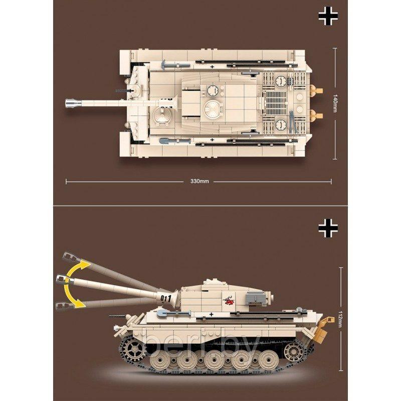 100066 Конструктор Quanguan Немецкий тяжелый танк Королевский Тигр (King Tiger), 978 деталей, аналог LEGO - фото 3 - id-p146206334