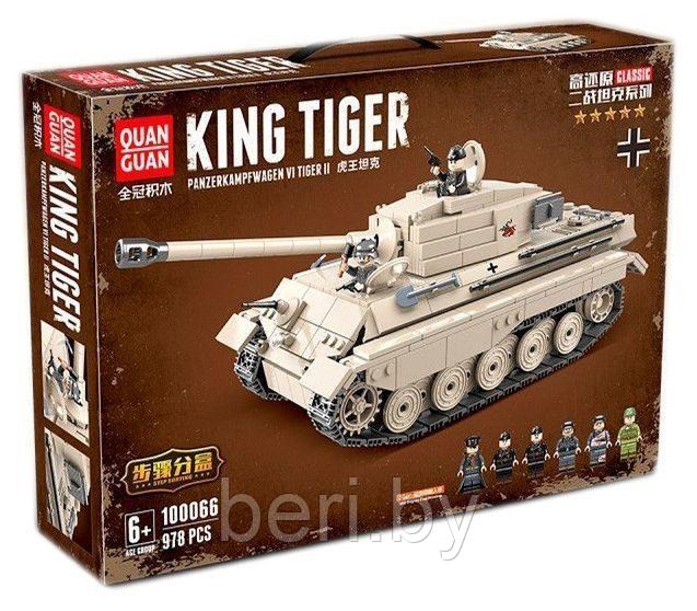 100066 Конструктор Quanguan Немецкий тяжелый танк Королевский Тигр (King Tiger), 978 деталей, аналог LEGO - фото 5 - id-p146206334