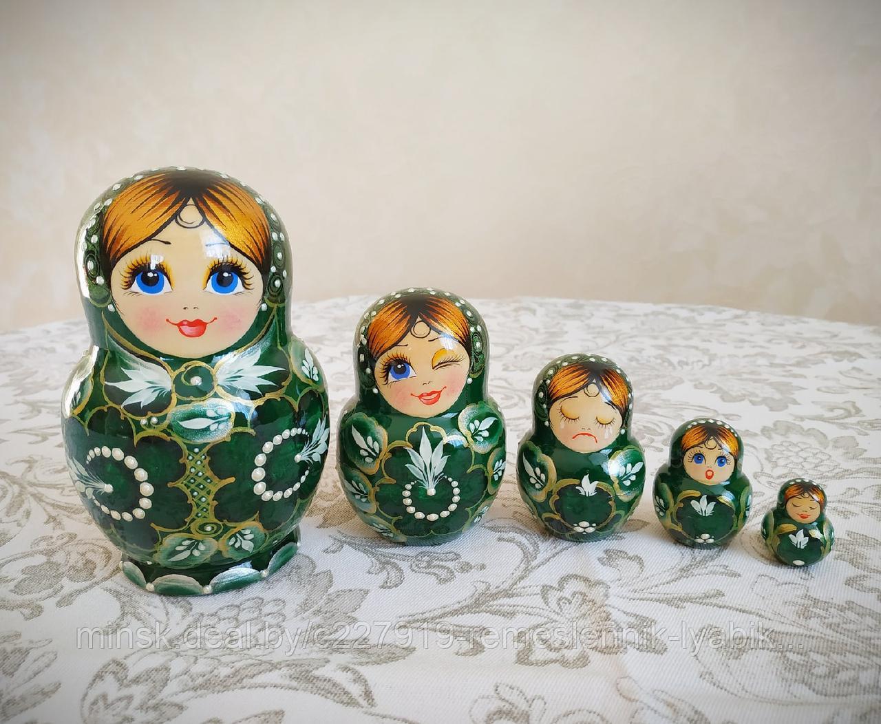 Матрёшка на 5 частей с разными лицами! Ручной работы!