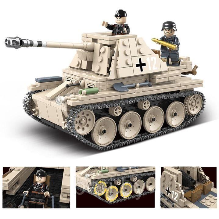 100083 Конструктор Quanguan "Немецкая противотанковая САУ" Marder III, 608 деталей, аналог LEGO - фото 4 - id-p146215173