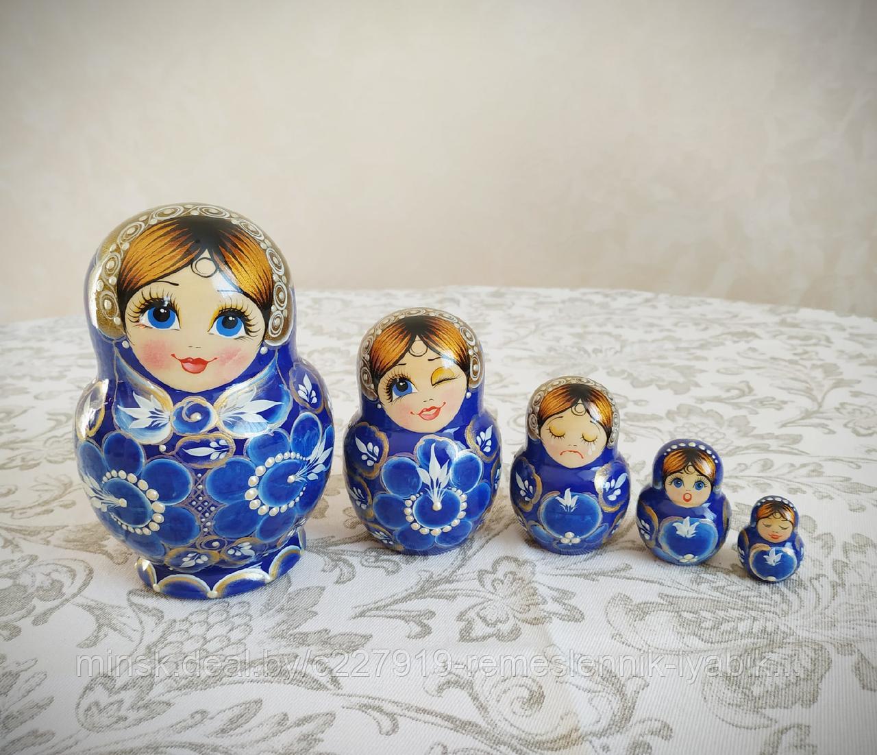 Матрёшка на 5 частей с разными лицами! Ручной работы!