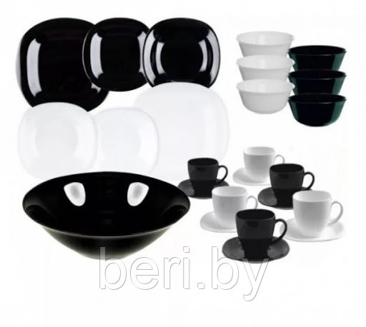 P8043 Набор тарелок, набор посуды Luminarc Carine Black&White, 38 предметов, 6 персон - фото 2 - id-p146240664