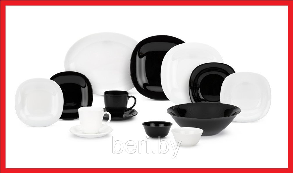 P8043 Набор тарелок, набор посуды Luminarc Carine Black&White, 38 предметов, 6 персон - фото 1 - id-p146240664
