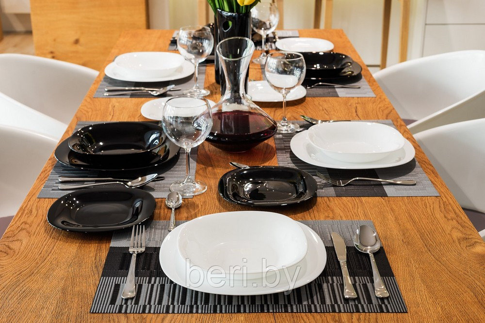 P8043 Набор тарелок, набор посуды Luminarc Carine Black&White, 38 предметов, 6 персон - фото 4 - id-p146240664