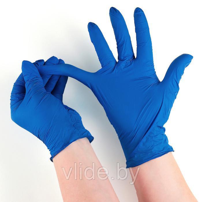 Перчатки хозяйственные нитриловые неопудренные Доляна, размер L, 2,5 гр, цвет синий - фото 2 - id-p146241307