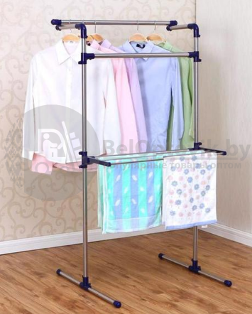 Двухуровневая вешалка (стойка-сушилка) для одежды Multi-Purpose Drying Rack, Stainless Steel напольная, - фото 5 - id-p140114772