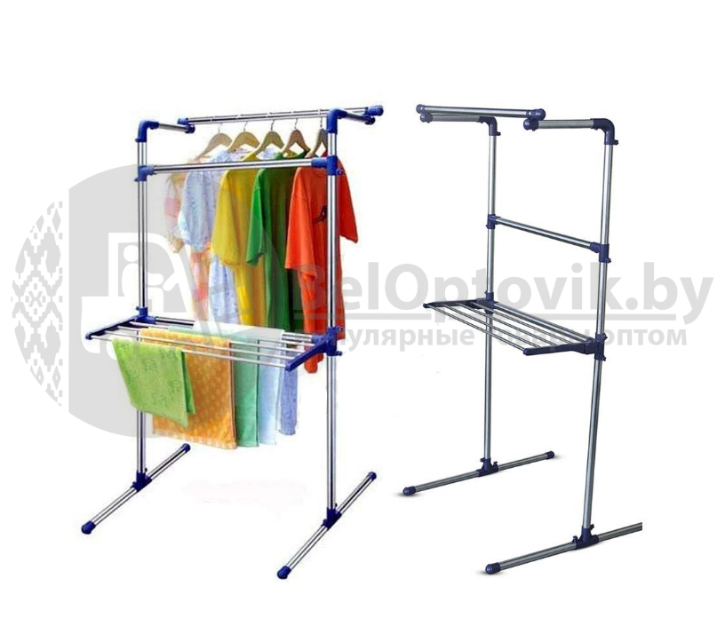 Двухуровневая вешалка (стойка-сушилка) для одежды Multi-Purpose Drying Rack, Stainless Steel напольная, - фото 10 - id-p140114772