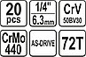 Набор инструмента 1/4" [20пр.] CrV "Yato" YT-14491, фото 2