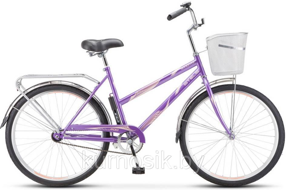 Велосипед женский Stels Navigator-200 Lady 26" с корзиной арт.Z010 малиновый - фото 3 - id-p146289063