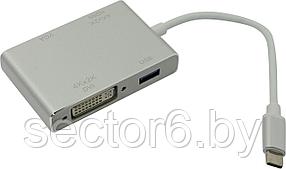 Кабель-адаптер  USB-C ->  HDMI(F)+VGA(15F)+DVI(F)+USB3.0
