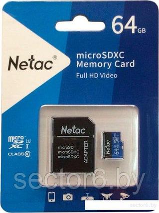 Карта памяти Netac P500 Standard 64GB NT02P500STN-064G-R + адаптер, фото 2