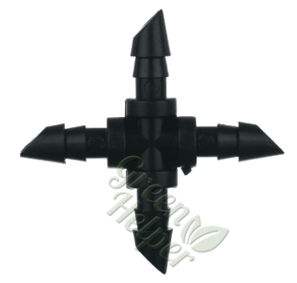 ГРИН-95 Соединитель крестовой для трубки 4мм пластм. (СС0314)