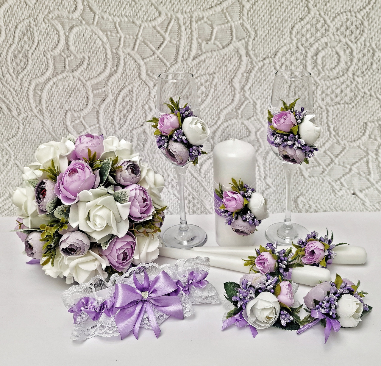Свадебный набор "Пионы" в сиреневом цвете (mini)
