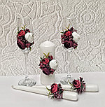 Свадебный набор "Пионы"  в бордовом цвете (mini), фото 2